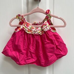 NWOT Gymboree 0-3M Hot Pink and White Floral Baby Girl Top Blouse